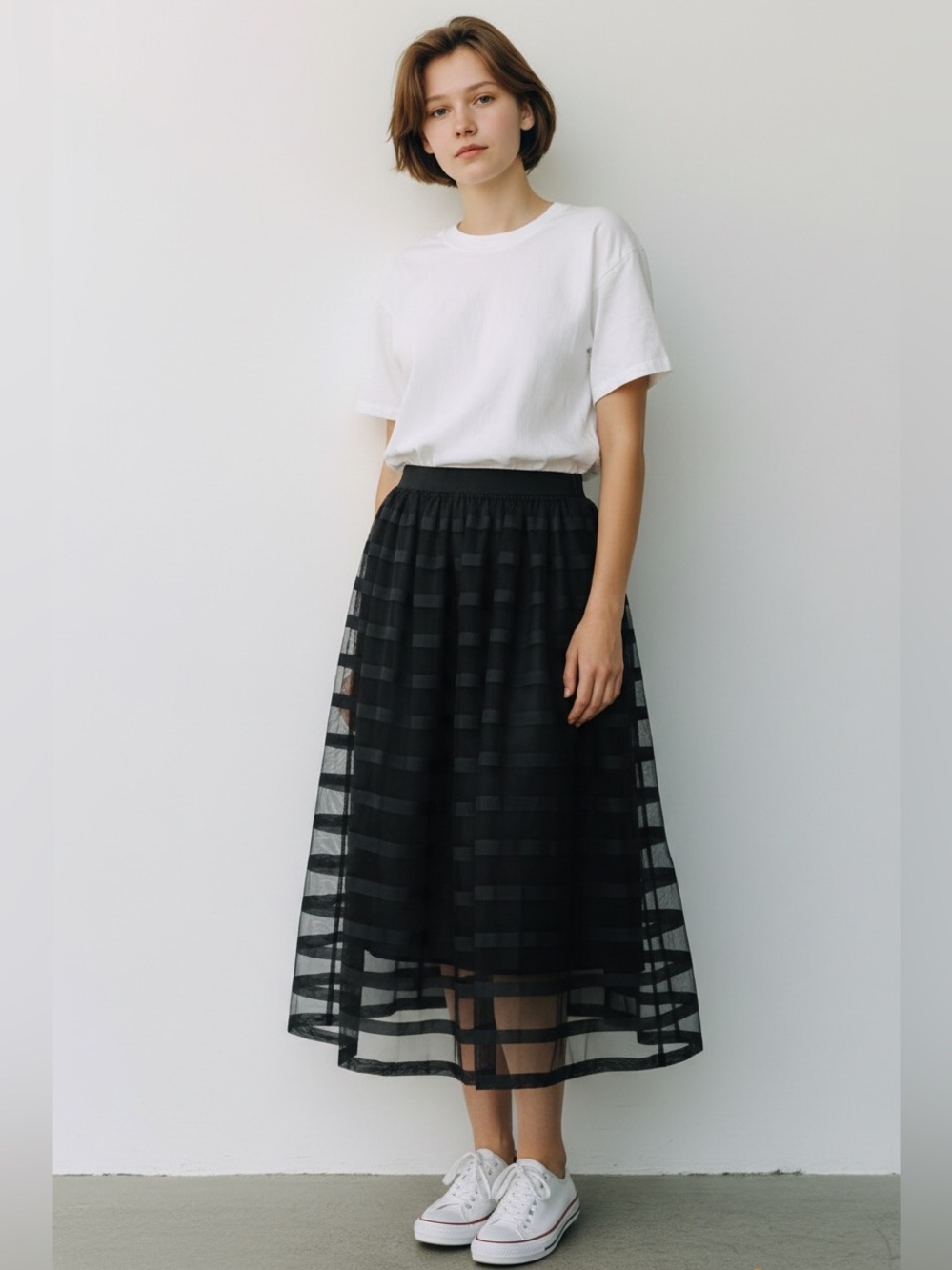 Sheer Layered Mido Skirt